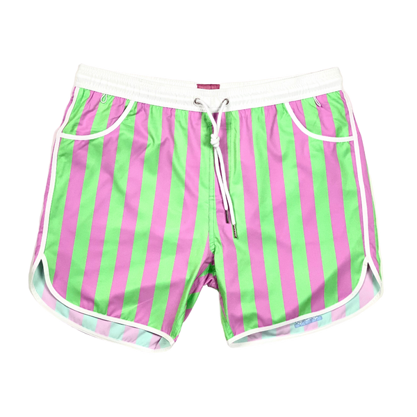 Two-Toned Watermelon Kiwi-Strawberry Green and Pink Striped
