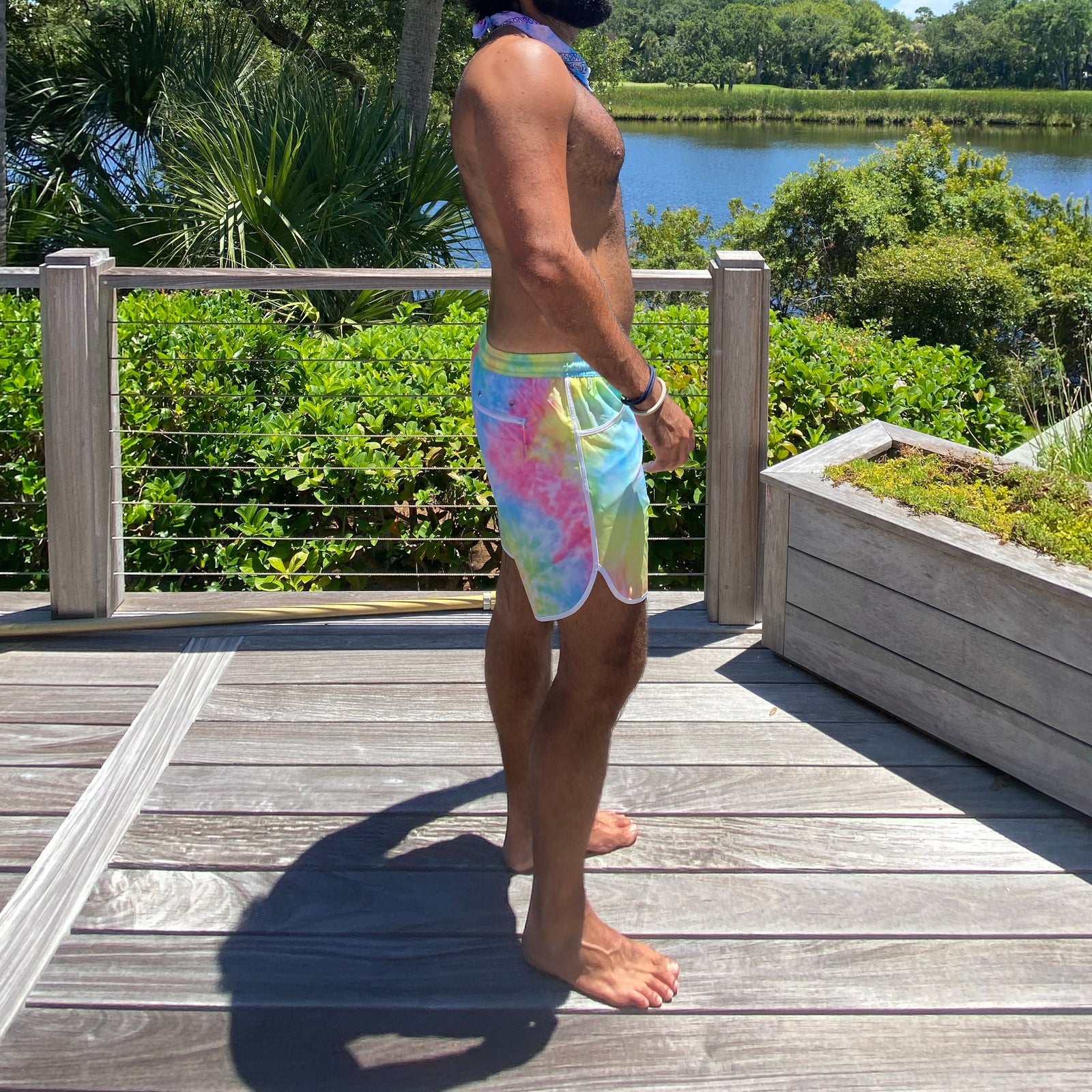 Tie-Dye Swim Trunks from Recycled Plastic Bottles - Junk in your